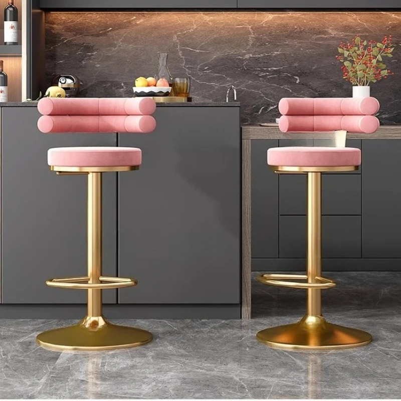Modern Designer Bar Stool Swivel Adjustable Height Counter Stool Home Bar/Kitchen Stool Non-Slip Base & Industrial Metal Frame