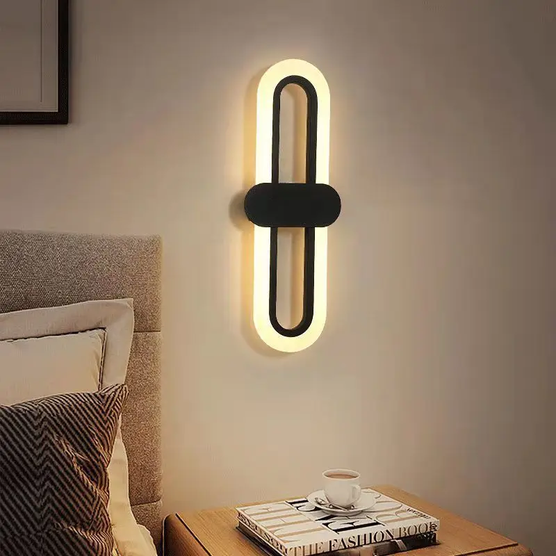 

Oval LED acrylic bedroom bedside wall lamp, modern and simple living room staircase, light luxury TV wall corridor lamp