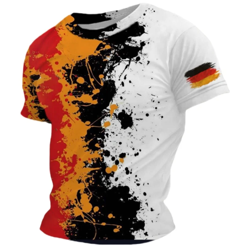 Niemcy t-shirt z nadrukiem dla mężczyzn letnie Niemcy Jersey z okrągłym dekoltem z luźna krótka rękawem Deutschland koszulka sportowa Top odzież