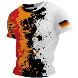 Niemcy t-shirt z nadrukiem dla mężczyzn letnie Niemcy Jersey z okrągłym dekoltem z luźna krótka rękawem Deutschland koszulka sportowa Top odzież męska