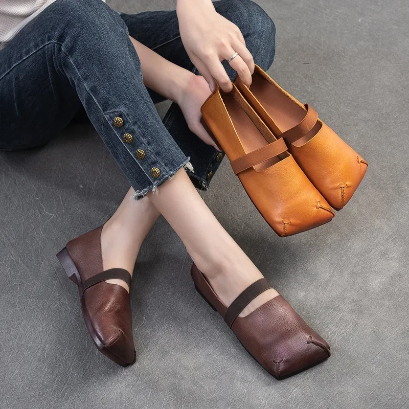 Koznoy 2cm Cow Natural Genuine Leather Designer Women Fashion Loafer Platform Wedge Square Toe Summer Flat Slip on Oxfords Shoes