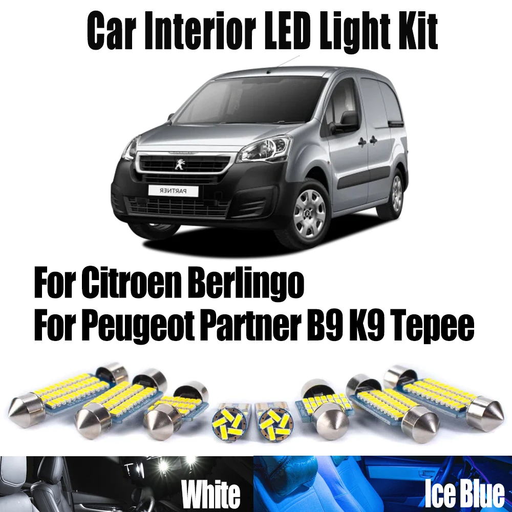 

Canbus LED Interior Map Dome Ceiling Trunk Light Kit For Citroen Berlingo For Peugeot Partner B9 K9 Tepee Car Number Plate Bulbs