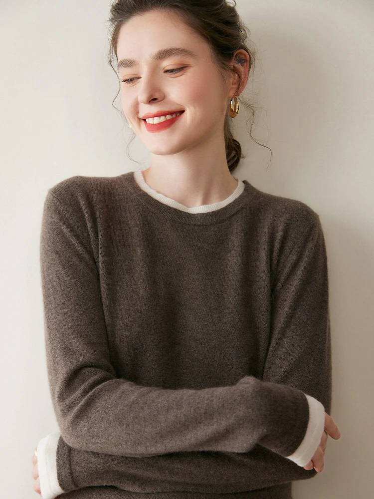 

Yoyoselect, весенне-осенний женский свитер из 100% кашемира, искусственный комплект из 2 предметов, базовый пуловер, кашемировый трикотаж, джемпер с круглым вырезом, мягкие топы