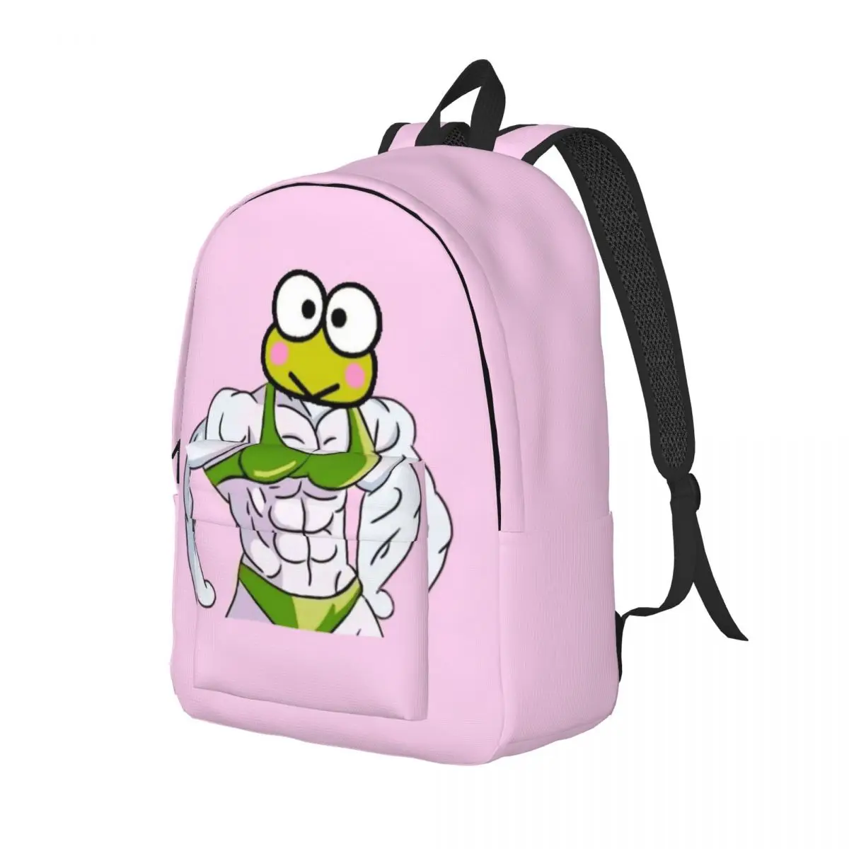 Custom MuscleCute Kerokero Keroppi Canvas Backpack for Women Men College School Student Bookbag Fits 15 Inch Laptop Bags