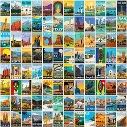 25/50/100pcs World Landmarks Poster Stickers Aesthetic Cartoon Decals Decorative Scrapbooking Laptop Luggage PVC Sticker Packs