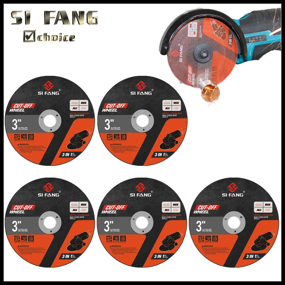 

3inch 5pcs Circular Resin Saw Blade Grinding Wheel Ultra-thin Cutting Disc For Angle Grinder Wood Steel Stone Cutting Power Tool