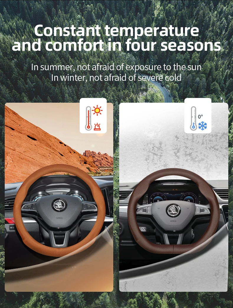 Für SKODA Runde D-förmige Lenkradabdeckung, passend für Octavia 2 3 Fabia Superb Yeti Roomster Octavia A7 A5 Rapid Spaceback Kamiq – Detail 2