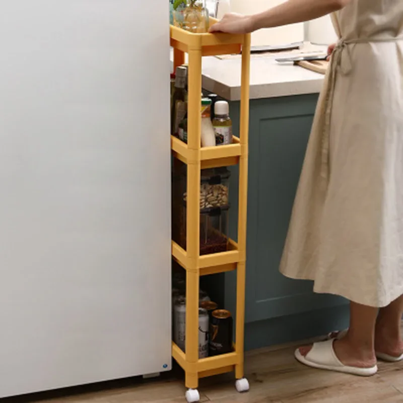 Kitchen Side Crevice Shelf Refrigerator Bathroom Floor Bathroom Multi-layer Gap Cart Push-pull Narrow Slot Storage