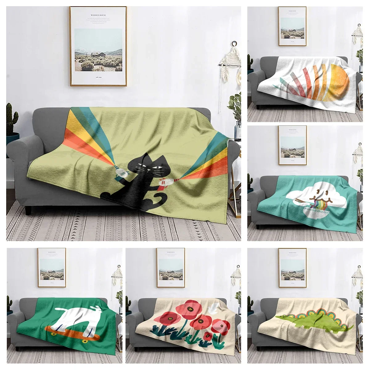 Home decoration plush Sofa blanket Anime animals Bedspread on the bed anime fluffy soft blankets thick blanket for winte