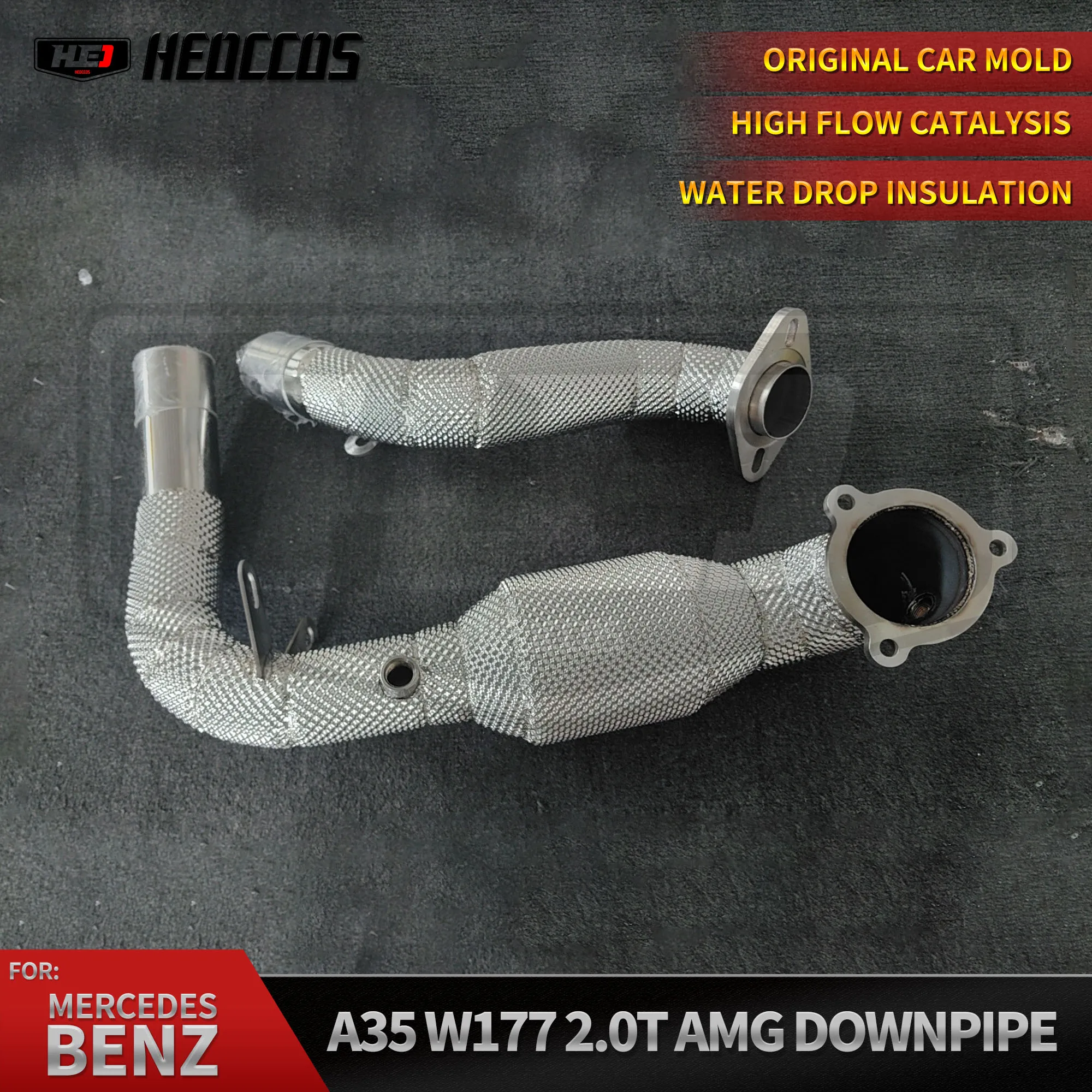 HEO Stainless Steel 304 For Mercedes Benz 2.0T A35 W177 Downpipe exhaust high flow exhaust with heat insulation