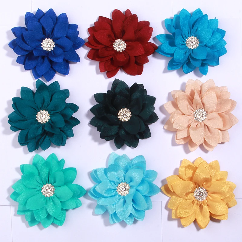 5Pcs 8.5cm Lotus Leaf Artificial Flowers for Wedding Dress Hats Chiffon Fabric Flower for Hats Headband Brooch DIY Home Decor