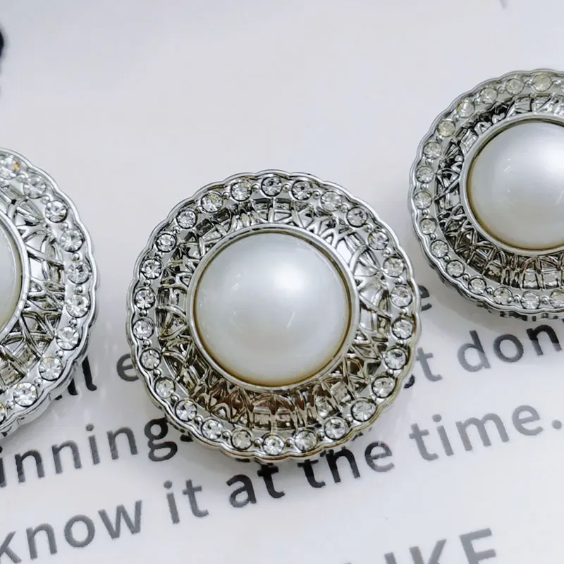 10 قطعة حجر الراين تقليد اللؤلؤ أزرار معدنية مستديرة للملابس معطف سترة الخياطة اكسسوارات أزرار الخياطة DIY بها بنفسك التطريز