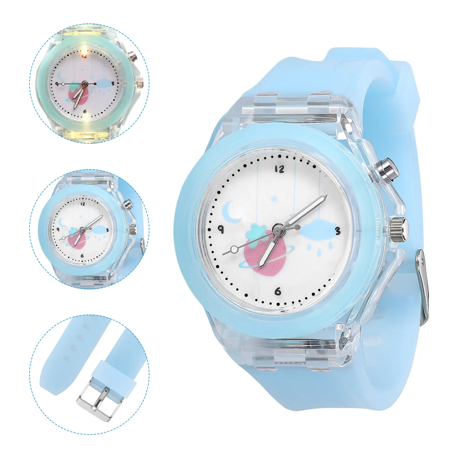 Night Light Analog Watch Cartoon Comfortable Quartz Watch for School Daily Wear Watches for Women