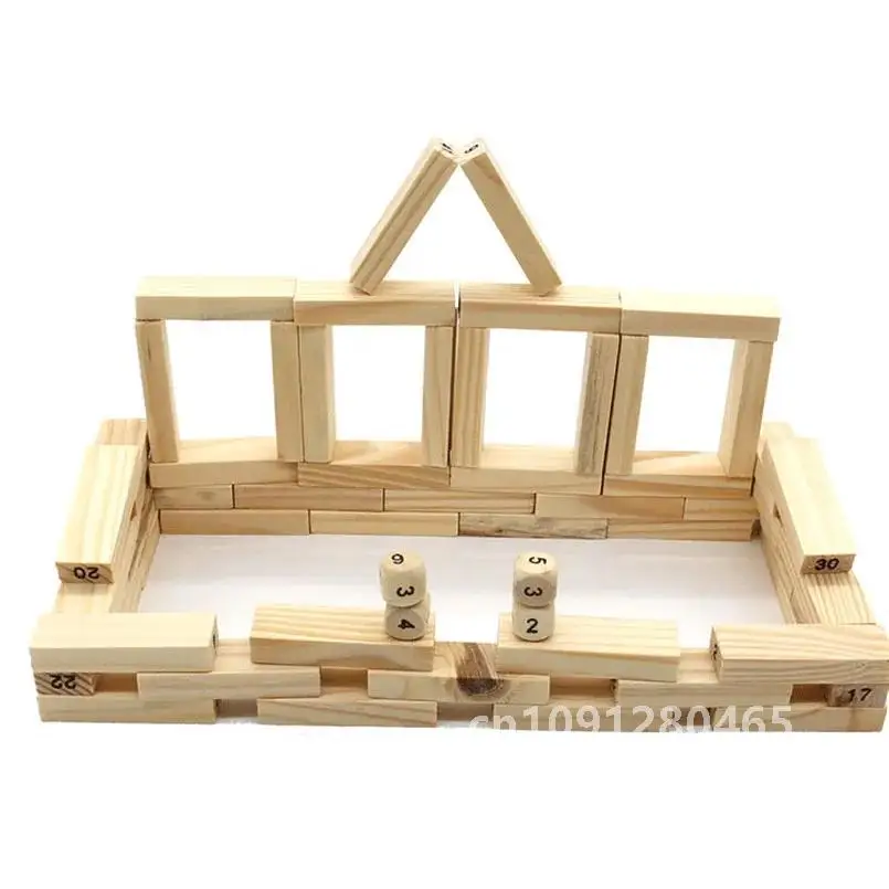 Décennie s de construction de tour en bois pour enfants, arc-en-ciel, Dom37, empileur, jeu de société, plis hauts, Montessori dos, jouets, ensemble de 54 pièces