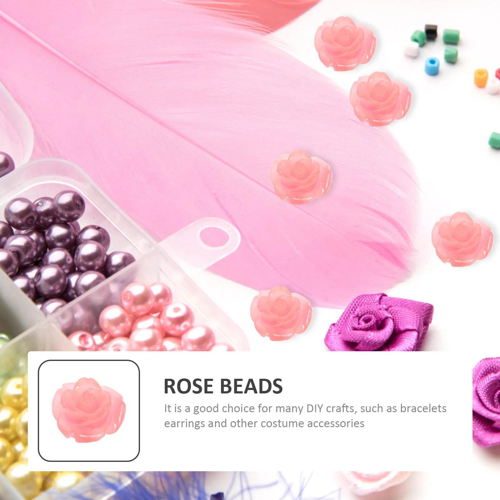 

50Pcs Rose Beads Carved Pink Shell Loose Beads DIY Jewelry Making Flower Spacer Charms Bracelet Earrings Accessories