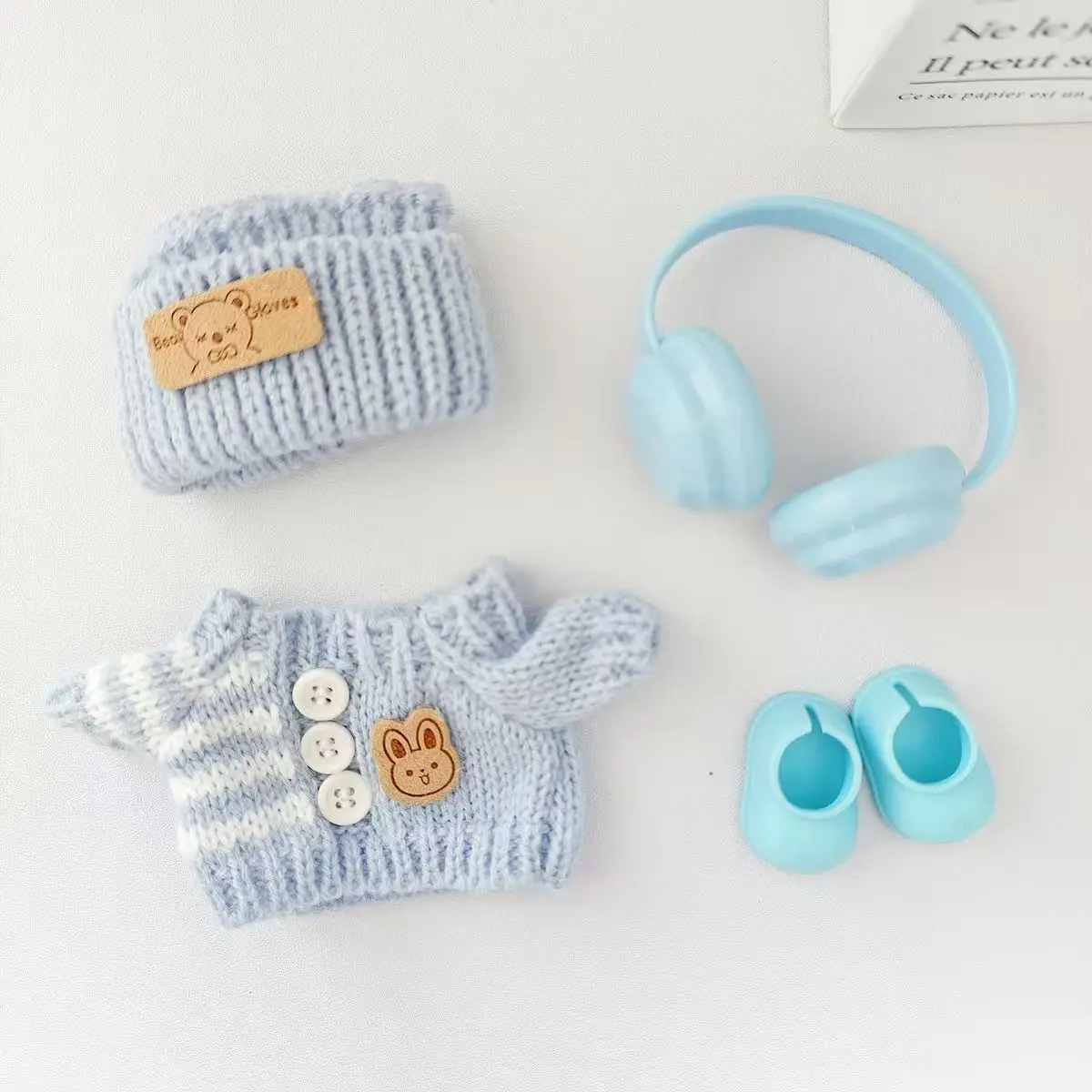 

Кукольная одежда для Labubu Outfit V1 V2 V3 17 см, аксессуары для сидения кукол, очки, дизайнерская одежда, детский подарок, свитер, шляпа, сумка, набор