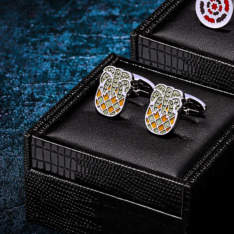 

KFLK jewelry shirt cufflink for Unisex Brand Pineapple Cuff link Wholesale Button designer High Quality Gift guests