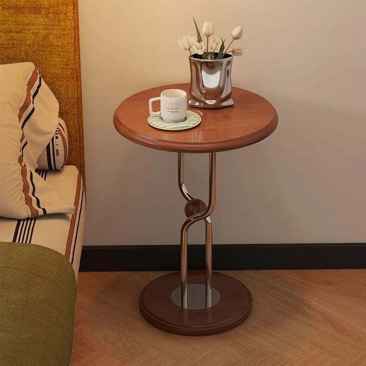 Mesita de noche medieval, dormitorio pequeño, mesita de noche, estante extraíble, mesa auxiliar de sofá retro