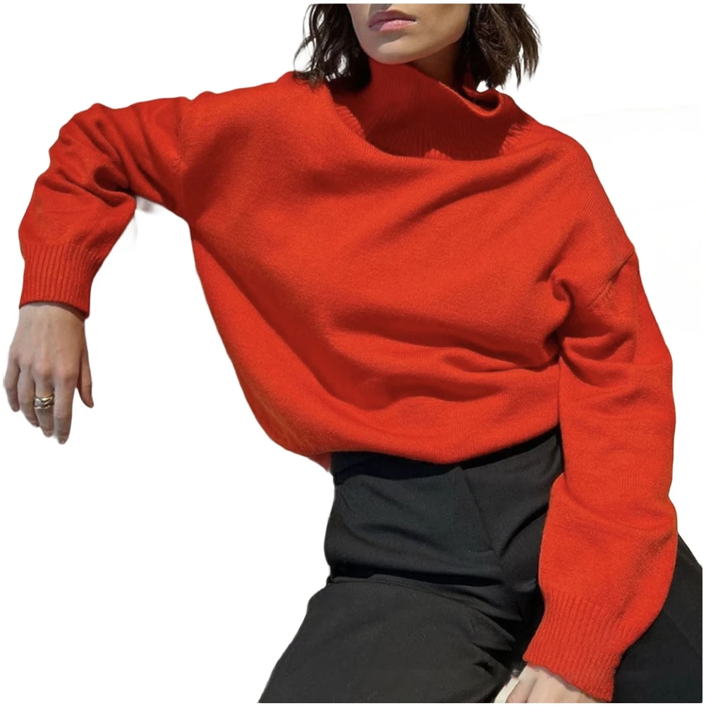 Daily Casual Green Thick Sweater Solid Color Knitwear Streetwear Warm Knitted 5 Spandex Solid Pattern Casual Wear