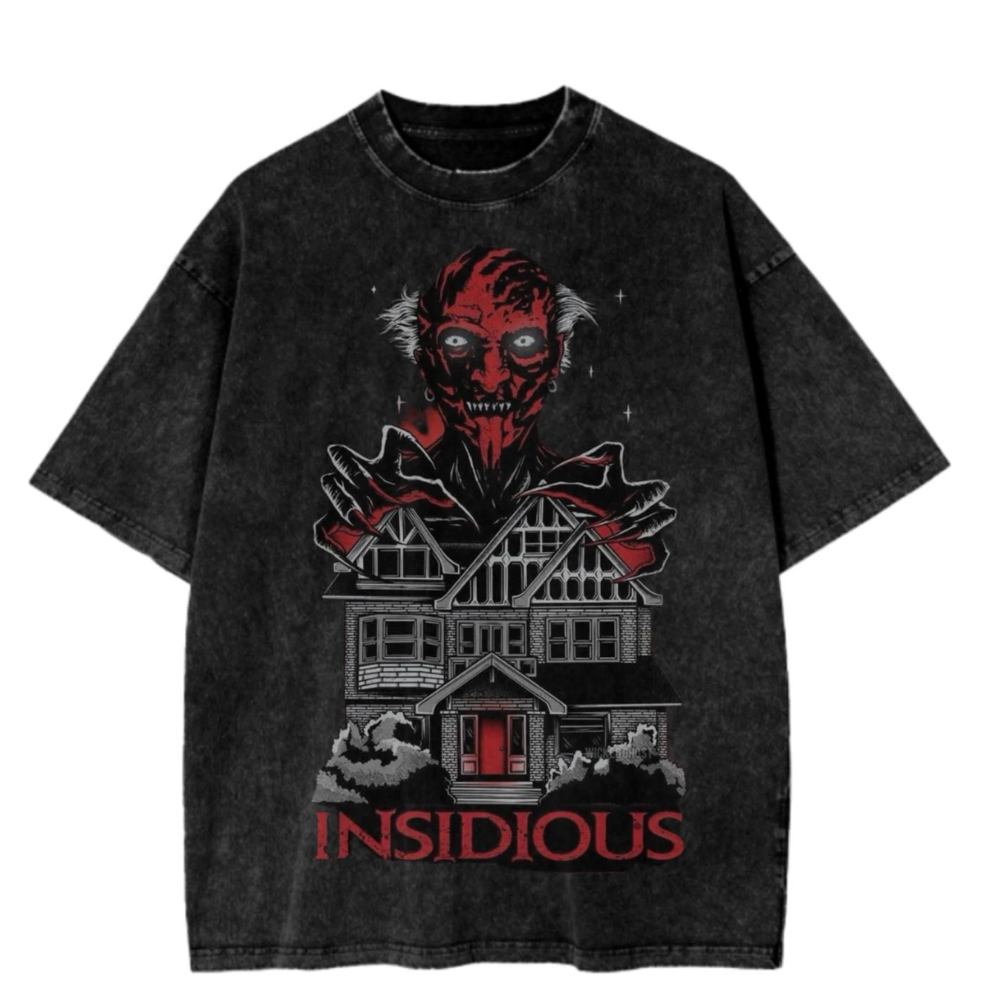 

Summer Hot Selling Retro Sinister Horror T-shirt: Retro Super Washed Women's Round Neck Short Sleeved T-shirt