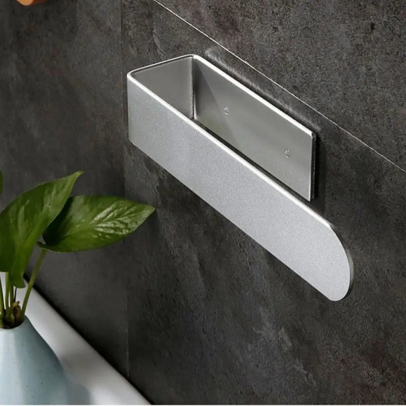 

Space Aluminum Hand Towel Holder No Drilling Bathroom Towel Bar Wall Clothes Rack for Kitchen Cabinet Glass Door Wash Basin Side