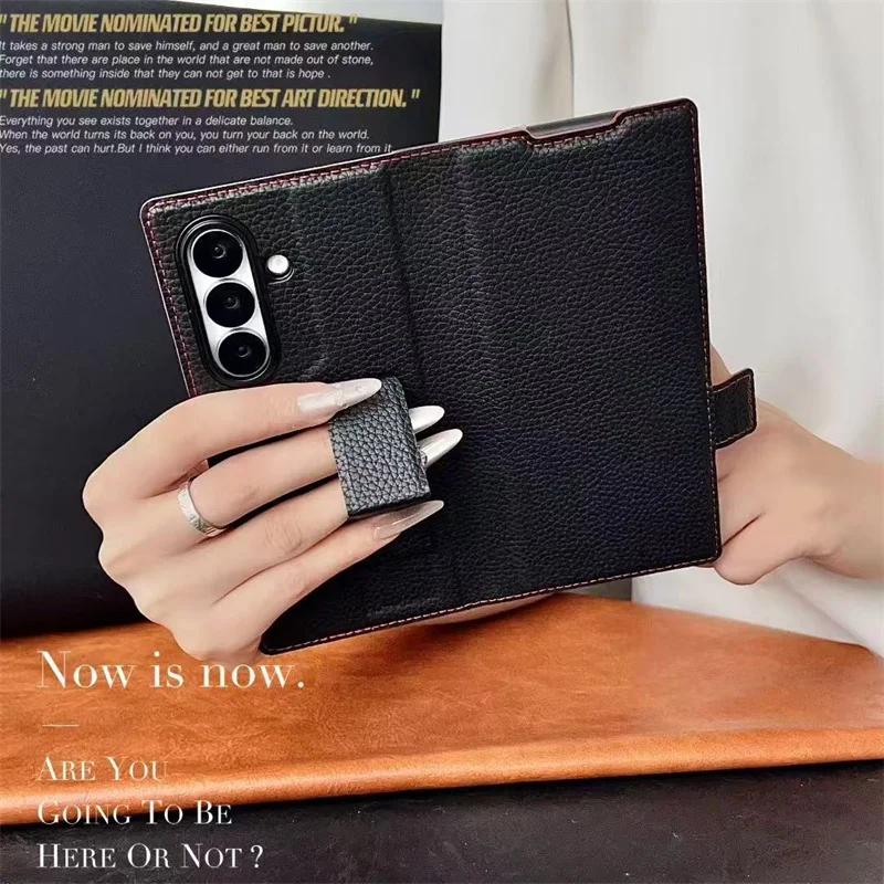 For Samsung Galaxy Z Fold 7 6 5 4 3 5G Luxury PU Leather Wallet Card Holder Phone Case With Screen Protect Film Shockproof Cover - Image 4