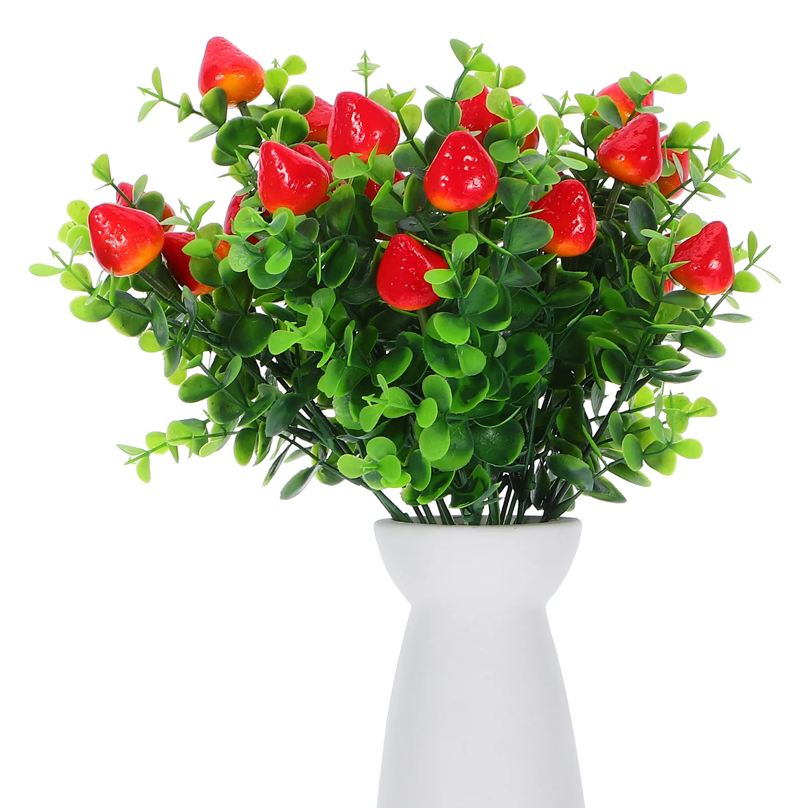 

8pcs Faux Branches With Fruits Artificial Greenery Simulated Fruit Stems Table Centerpiece Vase Filling Fake Bunches Strawberry