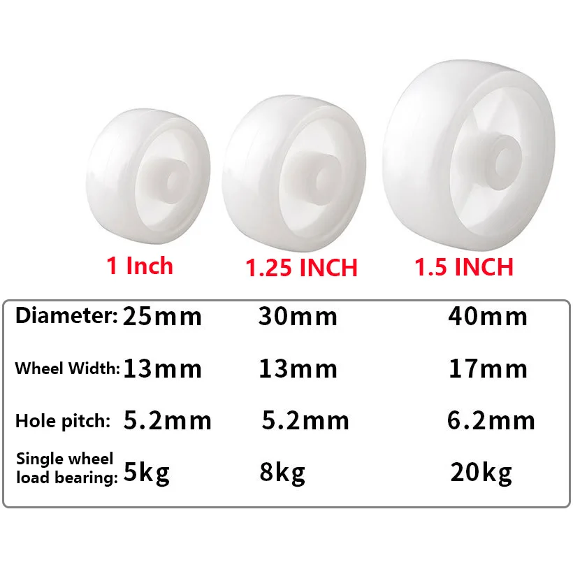 10 Pcs/Lot 1 Inch Single Wheel Light White Pp Plastic Small With Diameter 25mm Smooth Piece Folding Bed Pulley