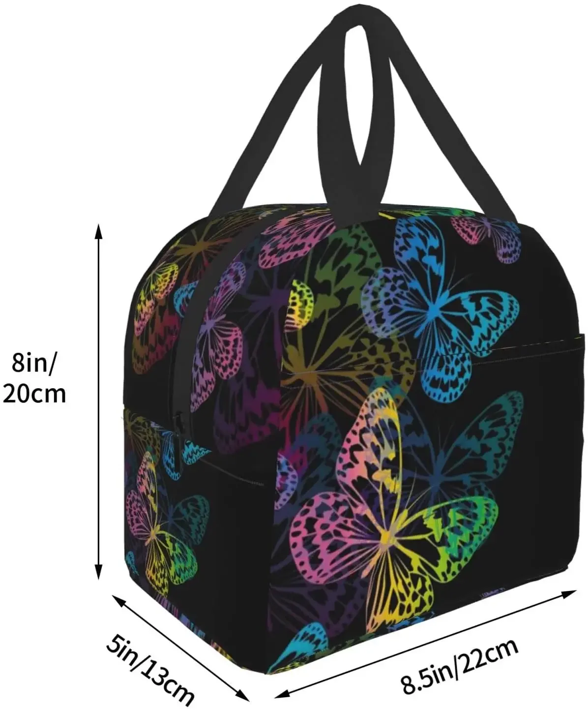 Saco de almoço com recipientes colorido borboleta isolado lancheira freezable cooler térmico à prova dwaterproof água bolsa para mulher