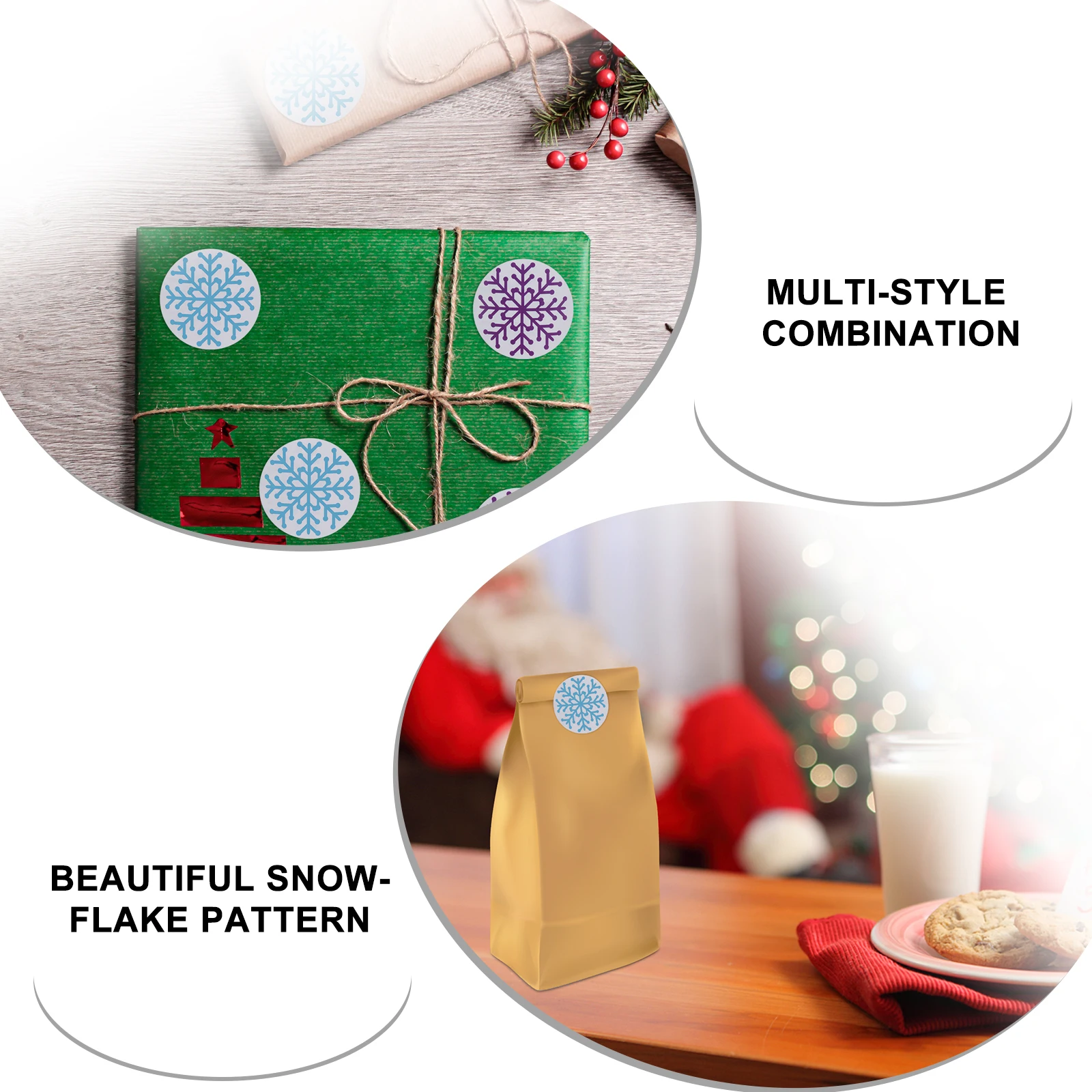 

Snowflake Stickers New Year Christmas Snowflakes Decor Decoration Decorations Party Round