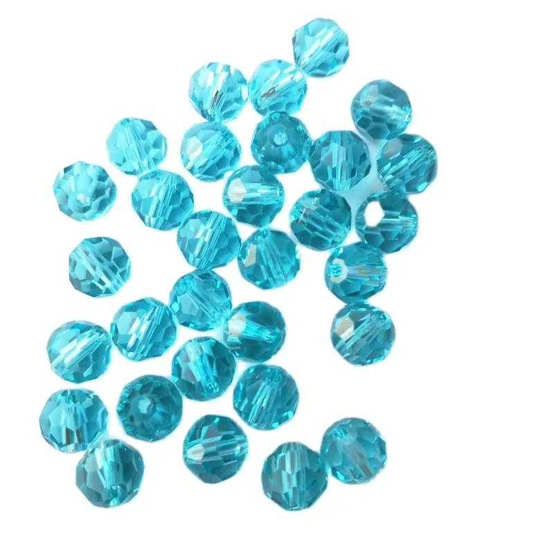 

Top Quality 200pcs/lot Aqua Color 8mm K9 Crystal 32Faceted Round Beads Diy Jewlery & Penant For Glass Lamp Parts Home Decoration