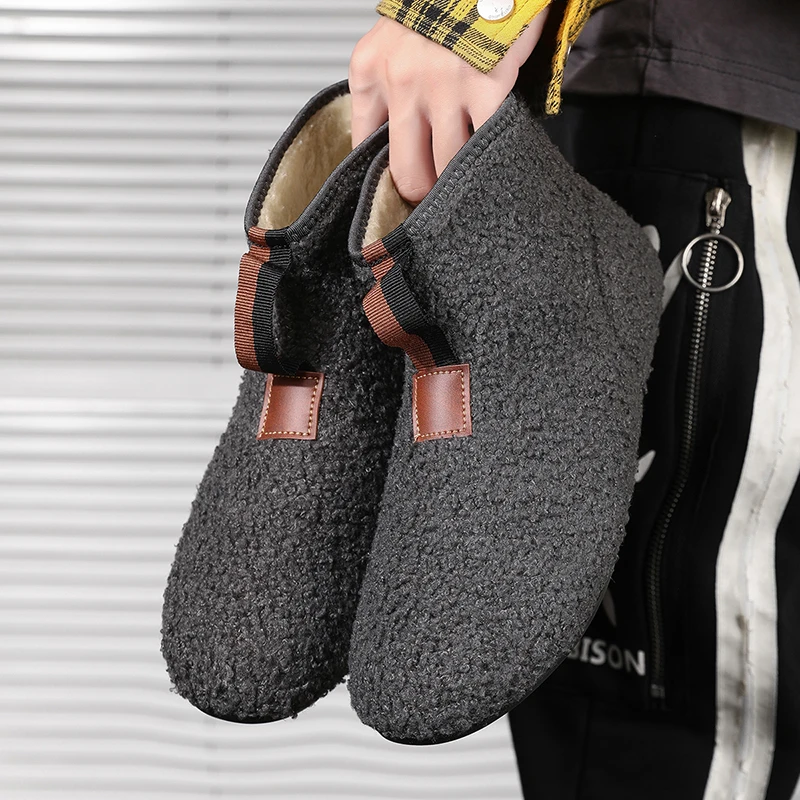 Herren-Plüsch-Hausschuhe mit Überlappendem Design - Winterwarme Indoor-Hausschuhe mit Plüschfutter und Fußgewölbestütze, Weicher Komfort – Detail 1
