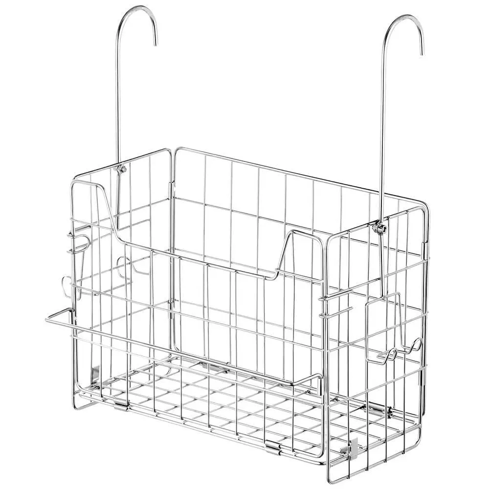 Large Capacity Stainless Steel Hanging Basket Detachable Space Saving Hanging Shower Basket Rustproof with Hook