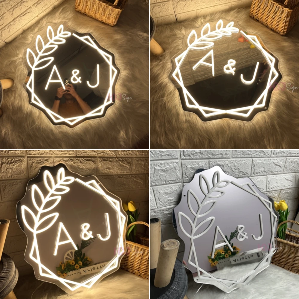 Custom Neon Sign Led Lights Mirror Neon LED Sign Wedding Decor Room Bedroom Neon Light Sign Party Birthday Personalize Gifts