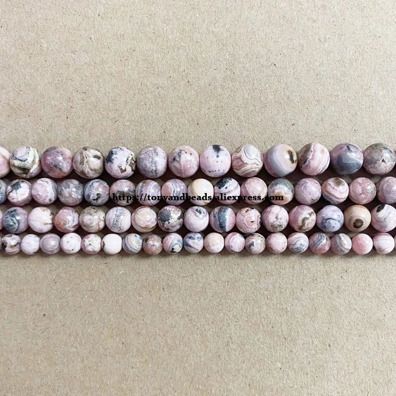 Genuine Semi-precious Natural A Quality Argentina Rhodonite Stone Round Loose Beads 15\