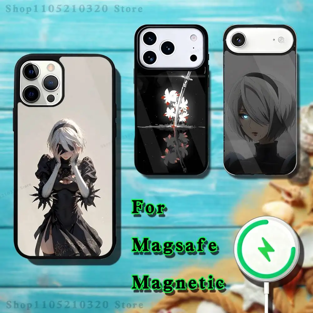 

A-Automata 2B N-Nier Phone Case For iPhone 17,16,15,14,13,12,11,Pro,Max,Plus,Mini,SE4,E Magnetic Magsafe Wireless Charging