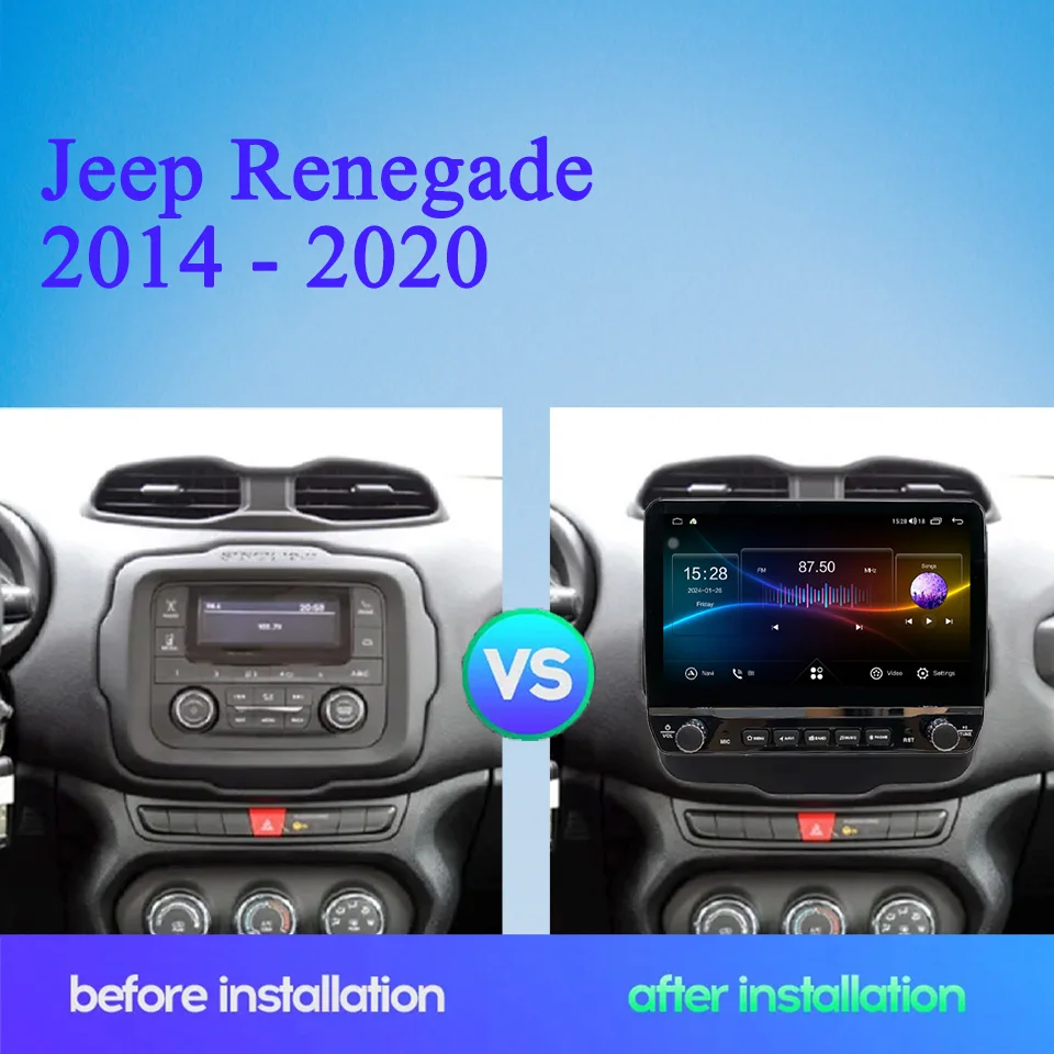 8g + 128g android 14 rádio do carro áudio multimídia dvd player para jeep renegade 2014-2020 estéreo carplay sistemas inteligentes do carro automático