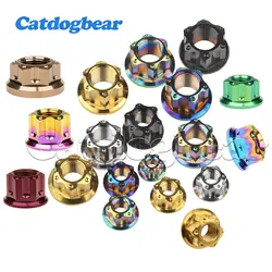 Catdogbear Titanium Nuts M6 M8 M10 M12 M14 M16 Flange Nut for Motorcycle Bicycle Fastener Rear Axle Nuts