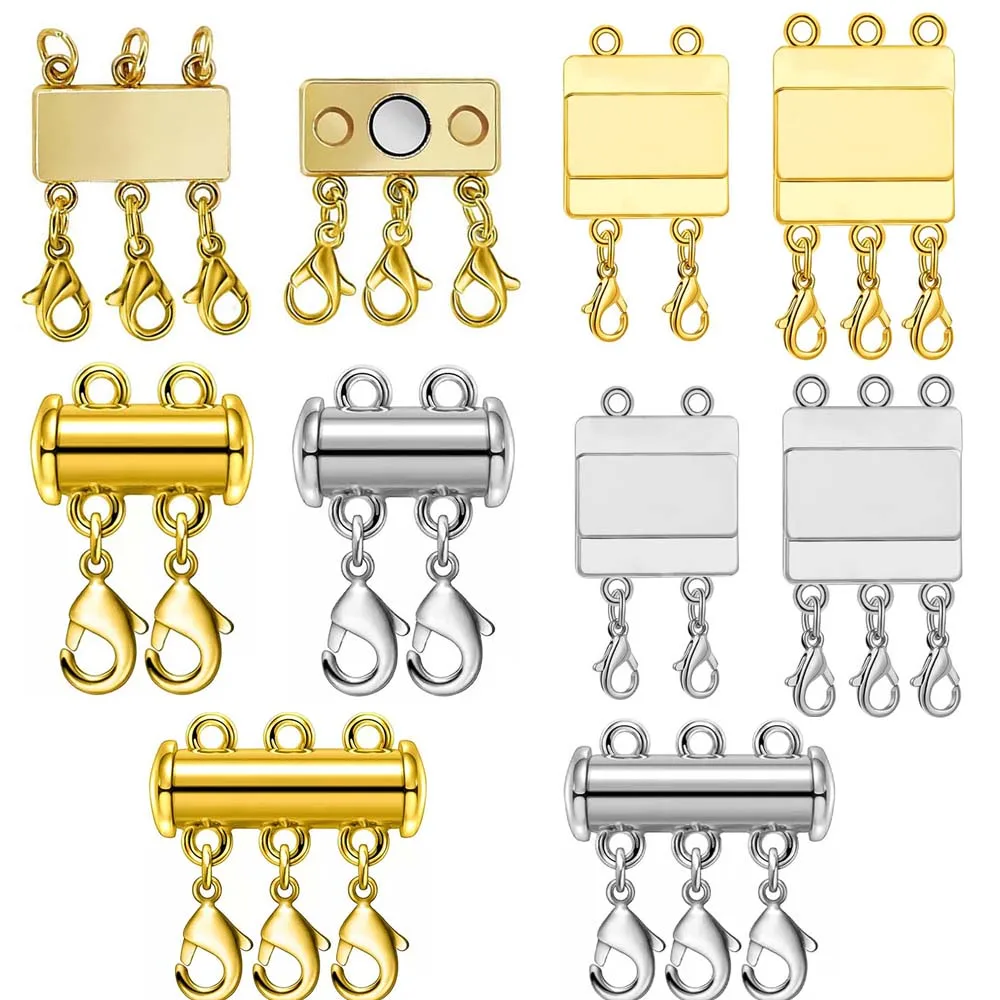 2 stks Multi Strand Ketting Laag Karabijn Schuifmagneet Buis Connector Sloten Magnetische Separator voor Armband Sieraden Maken