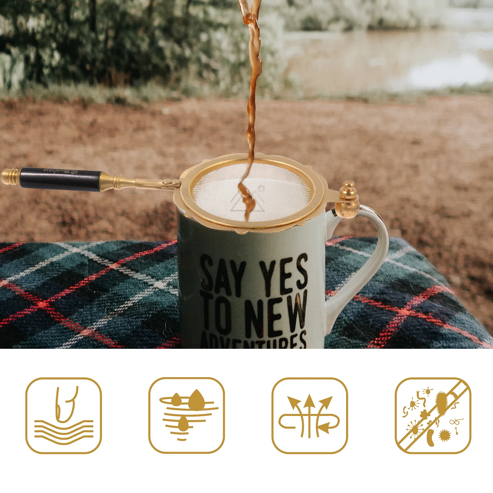 

1Pcs Tea Infuser Copper Fine Mesh Strainer Ergonomic Handle Home Tea Filter Practical Tool Mesh Filter