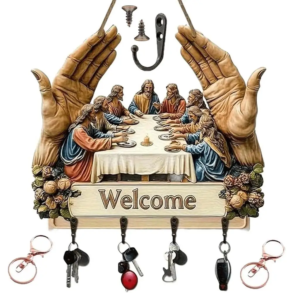 Szene von Jesus, Harzskulptur des letzten Abendmahls, flache 2D-Acrylfigur, christliche Heimdekoration, bedeutungsvolles religiöses Geschenk
