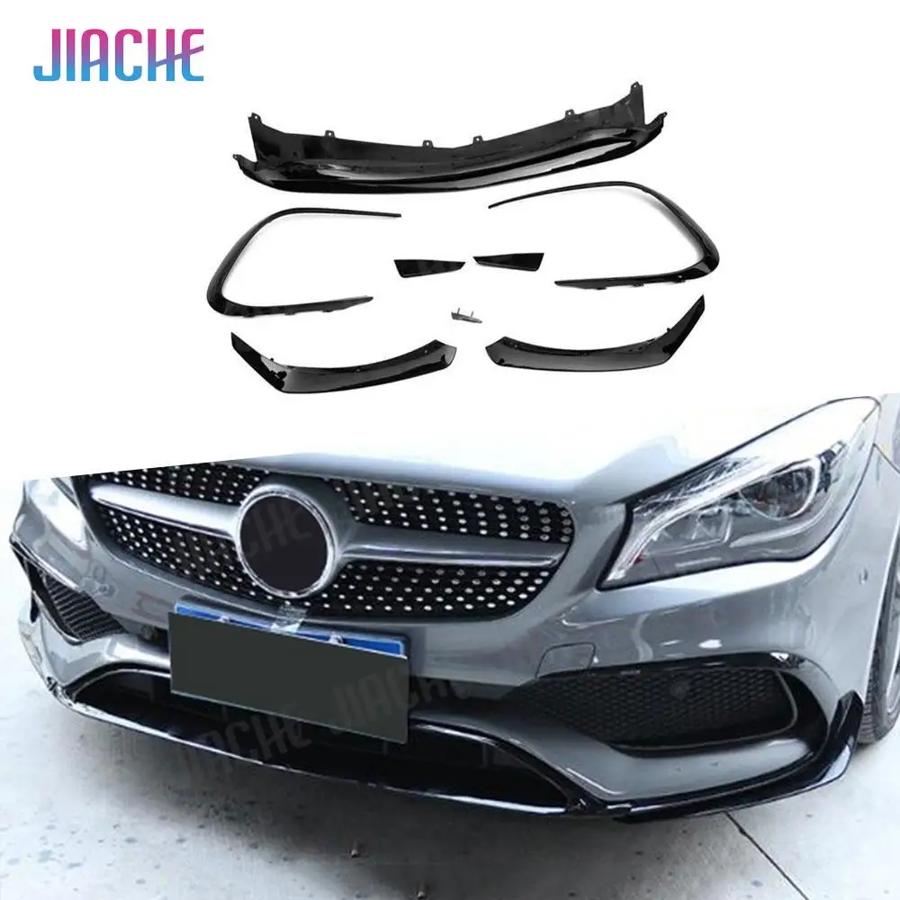 

ABS Front Lip Spoiler Splitters Flap Canards for Benz W117 CLA Class CLA45 AMG 2016-2018 Front Bumper Trim Covers Carbon Fiber