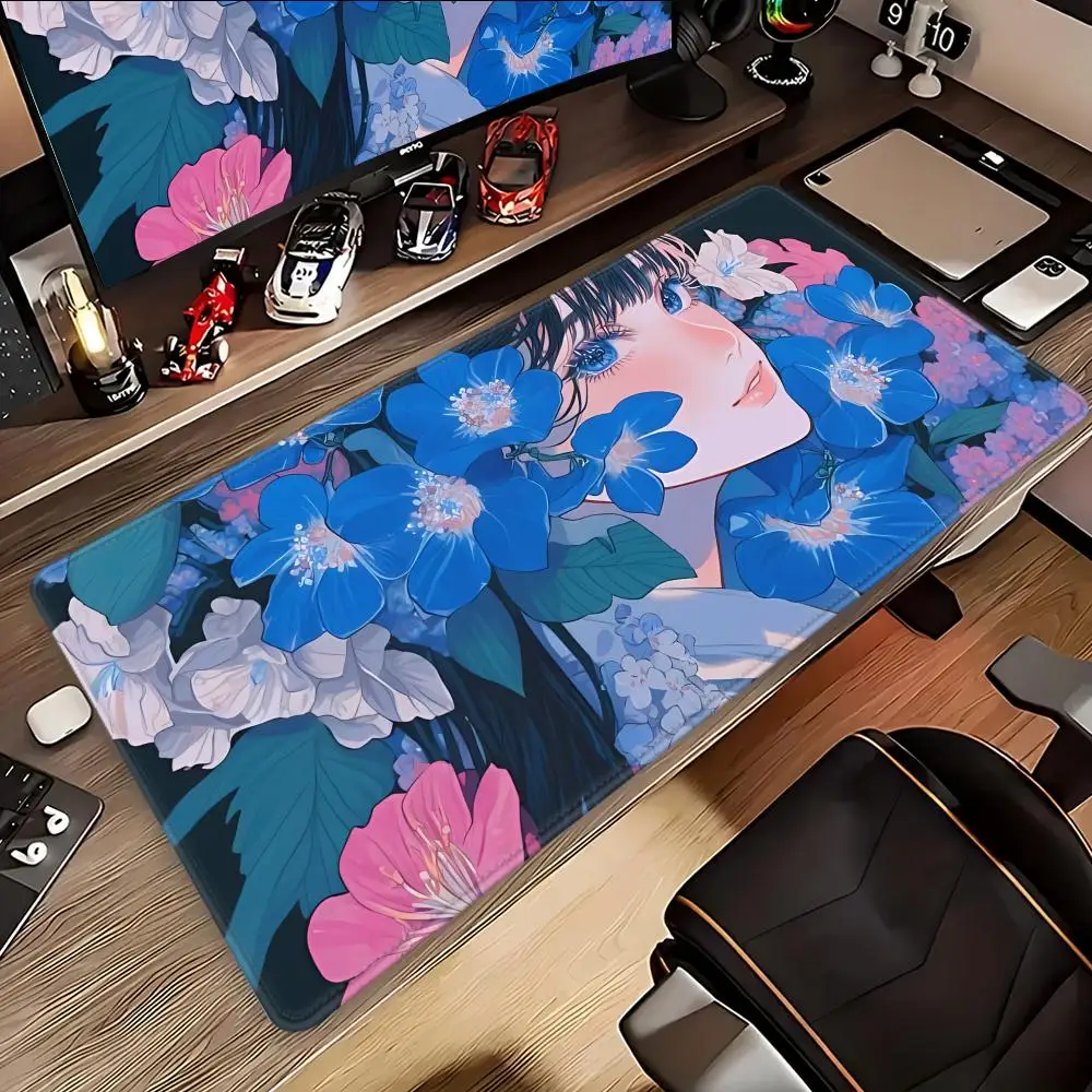 

China's hot-selling mouse pad Flowers and Girls Animation Beautiful XXL Game Exclusive MousePads PC Computer pad Non-slip Decor