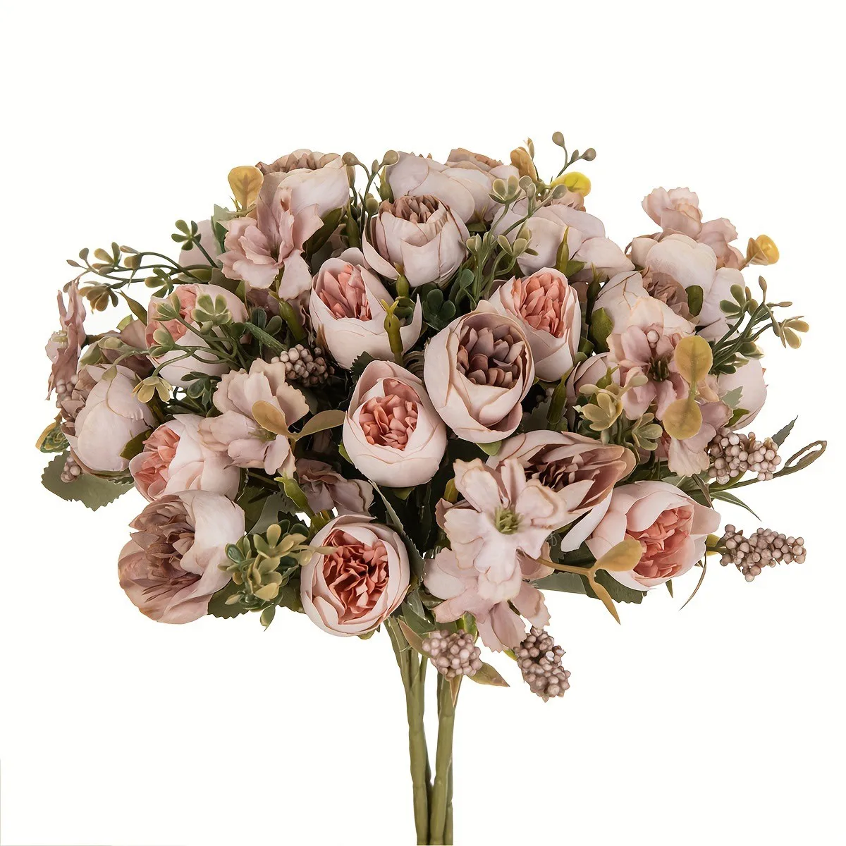 Silk Artificial Flowers Tea bud Rose peony Wreath Valentine Wedding Bridal Bouquet Home vase table garden wreath Diy gift Decora