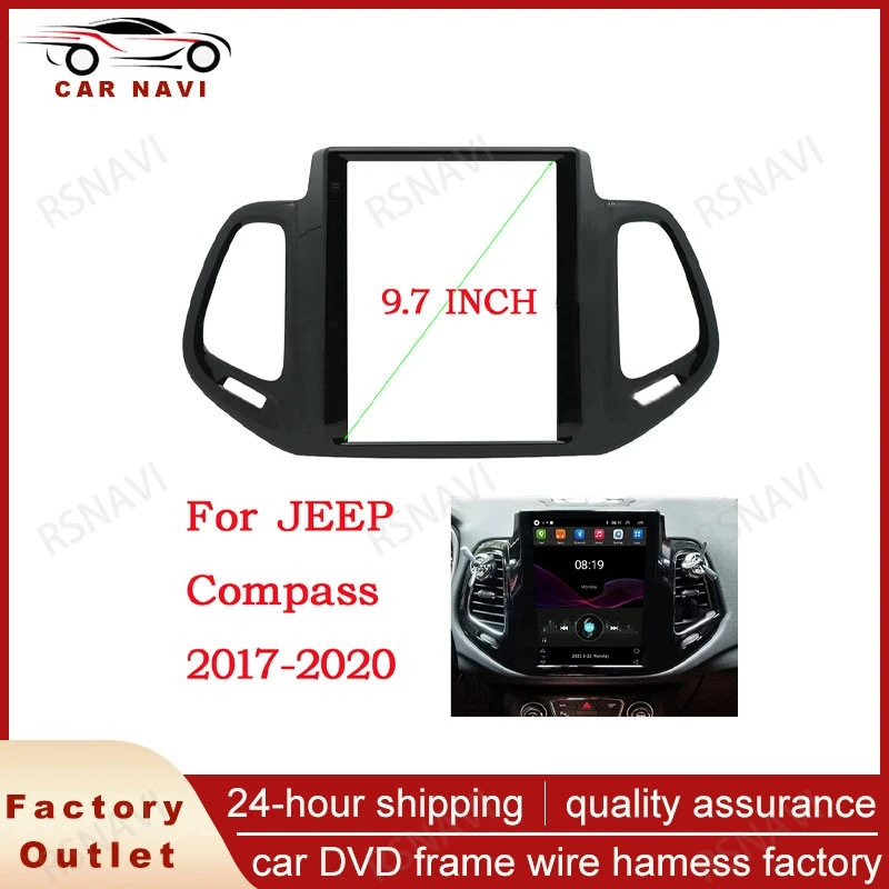 

RSNAVI Fasxia Car Audio Frame Car Radio Fascia,gps navigation fascia panel is suitable For JEEP Compass 2017-2020 9.7 inch