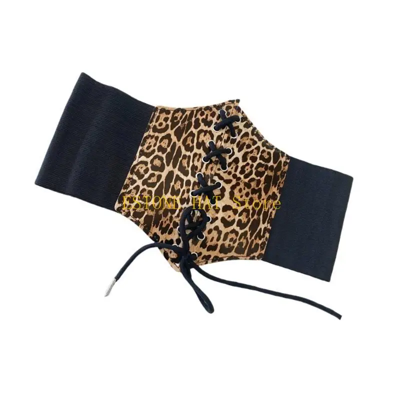 

49MF корсет с леопардовым узором в стиле ретро, ​​кружевной пояс, широкий пояс на шнуровке, французский стиль, вечерние для