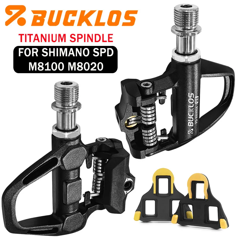 

BUCKLOS Road Bicycle Pedals for SHIMANO SPD SL Titanium Spindle Road Bicycle Self-locking Pedal Ultralight Bike Clipless Pedal