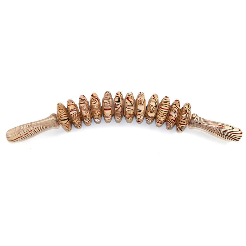 Wooden Curved Handle Roller Massager Leg Back Muscle Tension Relief Blood Circulation Promotion Portable Home Use Smooth Surface