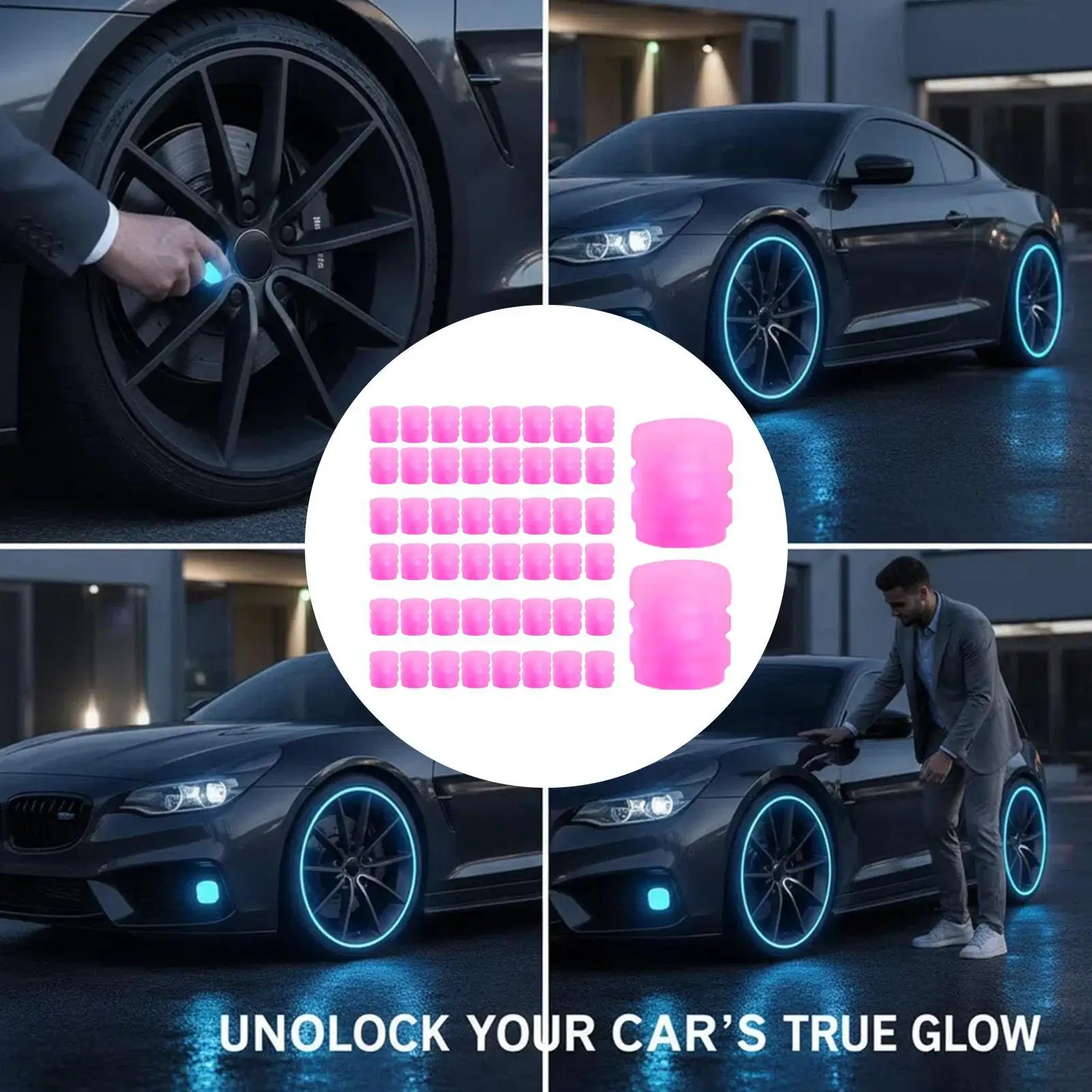 Glow in The Dark Tire Valve Caps 50 Pcs Universal Fit Dust Proof Wheel Valve Cover Caps for Car Truck Motorcycle Bike Bicycle view 5
