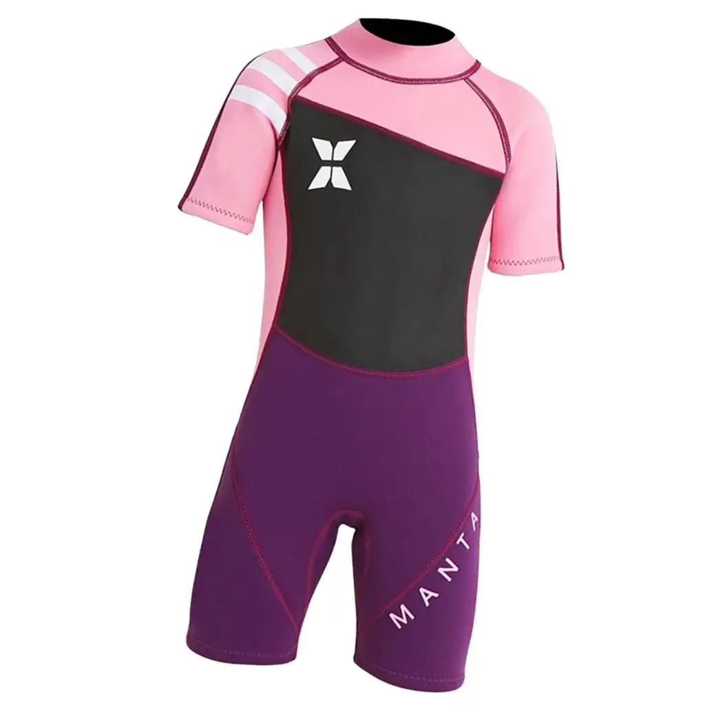 Kids Short Sleeve Wetsuit 2.5mm -Piece Jacket Guard Fullsuit Swimming